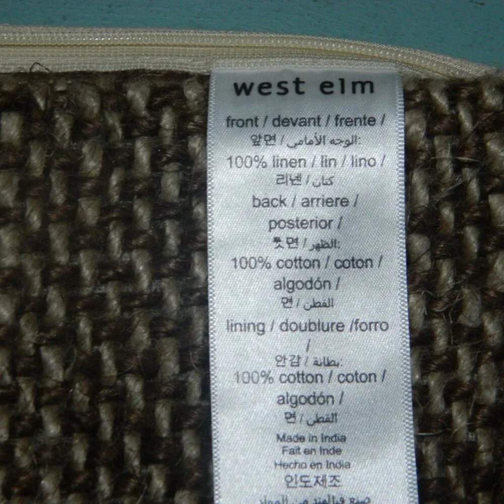 West Elm Two Tone Chunky Linen Pillow Cover 20